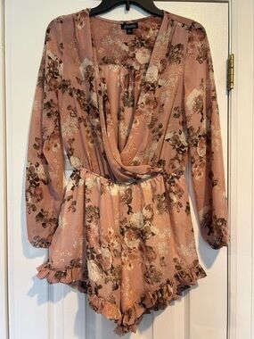 J for Justify Mauve Floral Draped Romper